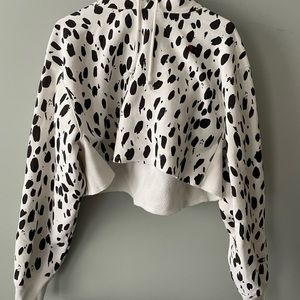 Champion cropped overweight hoodie in dalmatian print